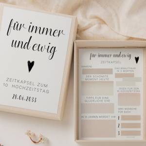 Zeitkapsel Hochzeit zum Ausfüllen minimal - Karten in A6 - kreative Alternative zum Gästebuch Fragekarten zum Ausfüllen Bild 1