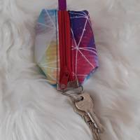 Mini-Geldbörse / Mini-Portemonnaie / Schlüsselanhänger "Regenbogenfarben" Bild 1