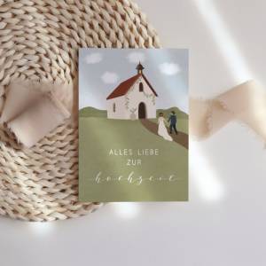 Postkarte Hochzeit Glückwünsche Kirche - A6 Hochzeitskarte Hochzeit - Glückwünsche zur kirchlichen Hochzeit - Postkarte Bild 8