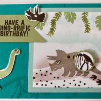 Geburtstagskarte 3D Karte Glückwunschkarte Dinosauriern Dinos Stampin'up Handgefertigt UniKart Bild 2