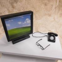 Miniatur Monitor für PC Telefon und Brille Büroausstattung - Wichtelbüro - Home Office  zur Dekoration oder zum Basteln Bild 1