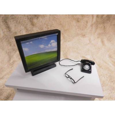 Miniatur Monitor für PC Telefon und Brille Büroausstattung - Wichtelbüro - Home Office  zur Dekoration oder zum Basteln
