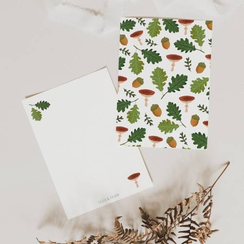 Postkarte Herbst Pattern Herbstliche Grußkarte Pilze - Illustrationen Herbst als Dankeskarte - Illustration Herbst Karte