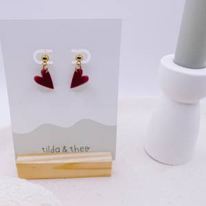 Ohrringe Herz Rot in Gold Herzchen allergikerfreundlich Edelstahl & Acryl - leichte Ohrringe Geschenk beste Freundin - G Bild 10