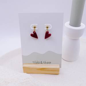 Ohrringe Herz Rot in Gold Herzchen allergikerfreundlich Edelstahl & Acryl - leichte Ohrringe Geschenk beste Freundin - G Bild 7