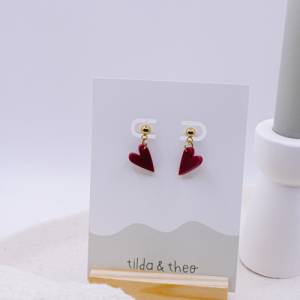 Ohrringe Herz Rot in Gold Herzchen allergikerfreundlich Edelstahl & Acryl - leichte Ohrringe Geschenk beste Freundin - G Bild 8