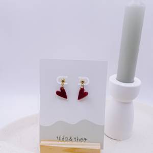 Ohrringe Herz Rot in Gold Herzchen allergikerfreundlich Edelstahl & Acryl - leichte Ohrringe Geschenk beste Freundin - G Bild 9