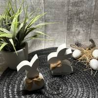 Osterdeko „Frohe Ostern“ aus Raysin, Osterhasen mit Schleife, Homedeko Figur kl. Aufmerksamkeit Geschenkidee Mitbringsel Bild 4