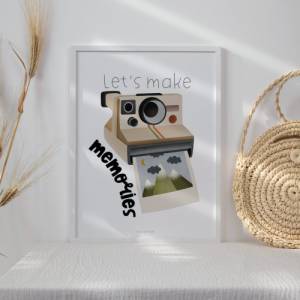 Poster Reise Polaroid Kamera Berge Kunstdruck Abenteuer - "Let's make memories" - Wanddeko Kamera Travel Bild 4