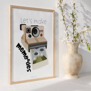 Poster Reise Polaroid Kamera Berge Kunstdruck Abenteuer - "Let's make memories" - Wanddeko Kamera Travel Bild 5