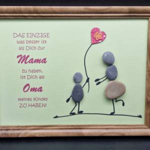 Steinbild für die liebe Mama und Oma zum Muttertag - 1 oder 2 Kinder - 2 Rahmenfarben Bild 1