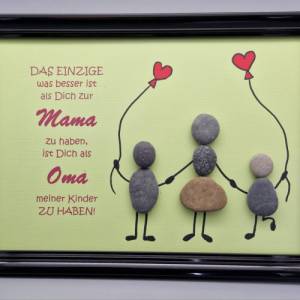 Steinbild für die liebe Mama und Oma zum Muttertag - 1 oder 2 Kinder - 2 Rahmenfarben Bild 2
