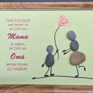 Steinbild für die liebe Mama und Oma zum Muttertag - 1 oder 2 Kinder - 2 Rahmenfarben Bild 5