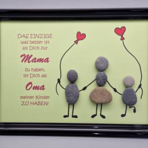 Steinbild für die liebe Mama und Oma zum Muttertag - 1 oder 2 Kinder - 2 Rahmenfarben Bild 8