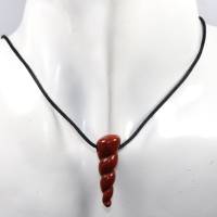 roter Jaspis (Schnecke) | Halskette mit Band oder Silber 925 --- Stein-Größe: 32 x 11 mm Bild 2