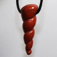 roter Jaspis (Schnecke) | Halskette mit Band oder Silber 925 --- Stein-Größe: 32 x 11 mm Bild 3