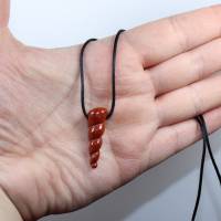 roter Jaspis (Schnecke) | Halskette mit Band oder Silber 925 --- Stein-Größe: 32 x 11 mm Bild 7