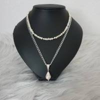 Perlenkette mit großen Perlen Anhänger / Süßwasserperlen Halskette/ Stilmix Kette / Halsketten Set/ Statement Schmuck Bild 1