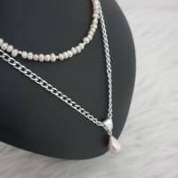 Perlenkette mit großen Perlen Anhänger / Süßwasserperlen Halskette/ Stilmix Kette / Halsketten Set/ Statement Schmuck Bild 3