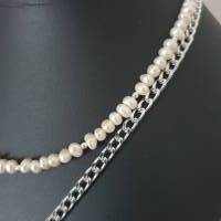 Perlenkette mit großen Perlen Anhänger / Süßwasserperlen Halskette/ Stilmix Kette / Halsketten Set/ Statement Schmuck Bild 5