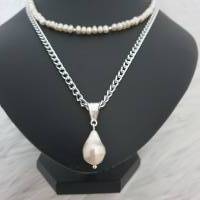 Perlenkette mit großen Perlen Anhänger / Süßwasserperlen Halskette/ Stilmix Kette / Halsketten Set/ Statement Schmuck Bild 6