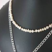 Perlenkette mit großen Perlen Anhänger / Süßwasserperlen Halskette/ Stilmix Kette / Halsketten Set/ Statement Schmuck Bild 7
