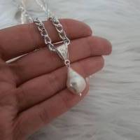 Perlenkette mit großen Perlen Anhänger / Süßwasserperlen Halskette/ Stilmix Kette / Halsketten Set/ Statement Schmuck Bild 8