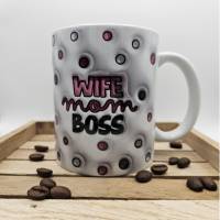 Wife, Mom, Boss, 3D Optik, Keramik Tasse, Kaffeetasse 330 ml, Muttertag Bild 1