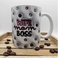 Wife, Mom, Boss, 3D Optik, Keramik Tasse, Kaffeetasse 330 ml, Muttertag Bild 2