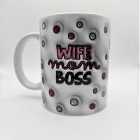 Wife, Mom, Boss, 3D Optik, Keramik Tasse, Kaffeetasse 330 ml, Muttertag Bild 3