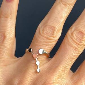 Edelstahl Himmelskörper Ring als Morning Star Statementring und himmlisches Geschenk für sie mit Planetenkonstellation Bild 2
