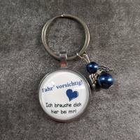 Schlüsselanhänger mit Perlenengel und der Botschaft Fahr vorsichtig! in dunkelblau oder türkis Bild 5