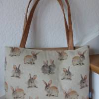 Handtasche Shopper Kindertasche Kaninchen Hasen Wildleder-Imitat Bild 2