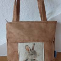 Handtasche Shopper Kindertasche Kaninchen Hasen Wildleder-Imitat Bild 7