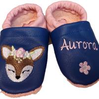 Krabbelschuhe Lauflernschuhe Baby Schuhe Leder personalisiert  Reh Bild 1