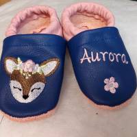 Krabbelschuhe Lauflernschuhe Baby Schuhe Leder personalisiert  Reh Bild 7