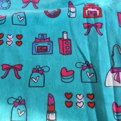 Reststück Stoff Baumwolljersey blau Lippenstift, Parfüm, Schminken ca. 180 x 140 cm