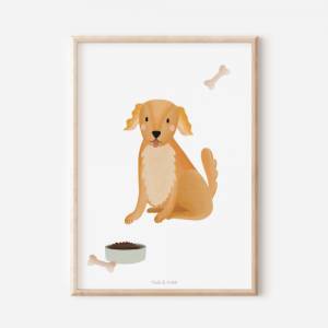Poster Hund Kinderzimmer Golden Retriever Kinderposter - Babyzimmer Poster Labrador Hund Kinderzimmer - Geschenk Mädchen Bild 1