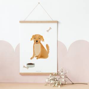 Poster Hund Kinderzimmer Golden Retriever Kinderposter - Babyzimmer Poster Labrador Hund Kinderzimmer - Geschenk Mädchen Bild 2