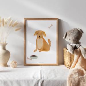 Poster Hund Kinderzimmer Golden Retriever Kinderposter - Babyzimmer Poster Labrador Hund Kinderzimmer - Geschenk Mädchen Bild 4