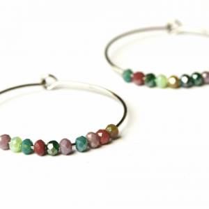 Creolen Perlen Ohrringe silber ein handgefertigtes Ohrringpaar mit funkelnden Perlen als minimalistisches Geschenk Bild 4
