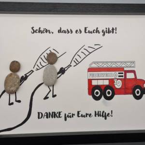 Liebevoll handgefertigtes Steinbild als Geschenk für Feuerwehrleute, den Feuerwehrmann, die Feuerwehrfrau - Feuerwehr Bild 5