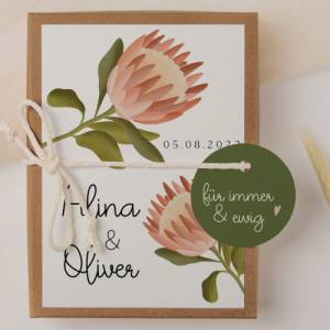 Geschenkschachtel Hochzeit Protea Pflanze - Geldgeschenk Hochzeit Boho Pflanze - Geldgeschenk Brautpaar - personalisiert Bild 2
