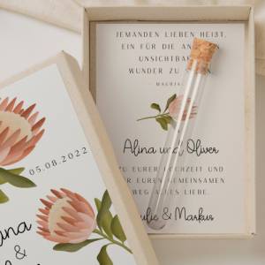 Geschenkschachtel Hochzeit Protea Pflanze - Geldgeschenk Hochzeit Boho Pflanze - Geldgeschenk Brautpaar - personalisiert Bild 3