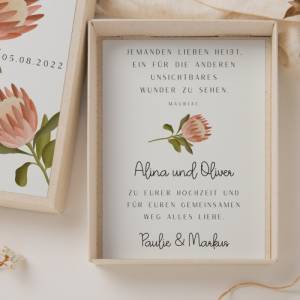 Geschenkschachtel Hochzeit Protea Pflanze - Geldgeschenk Hochzeit Boho Pflanze - Geldgeschenk Brautpaar - personalisiert Bild 5