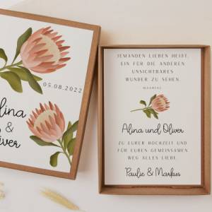 Geschenkschachtel Hochzeit Protea Pflanze - Geldgeschenk Hochzeit Boho Pflanze - Geldgeschenk Brautpaar - personalisiert Bild 8