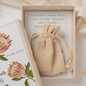 Geschenkschachtel Hochzeit Protea Pflanze - Geldgeschenk Hochzeit Boho Pflanze - Geldgeschenk Brautpaar - personalisiert Bild 9