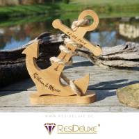 Poseidon Anker Holz Personalisiert Gravur Geschenk Hochzeitstag Jahrestag Goldene Hochzeit Silberhochzeit Holzanker Bild 2