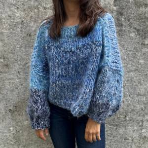 Mohairsweater, ein handgestricktes Einzelstück, Restestrick, unisex, loosefit, Blau Bild 4