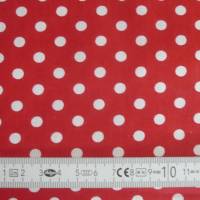 0,35m RESTSTÜCK Stoff Baumwolle Punkte weiß auf rot 6mm Bild 4